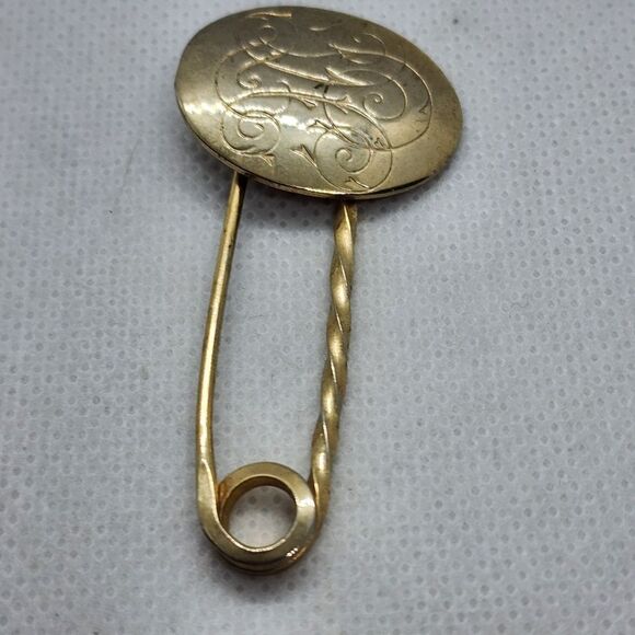 Vintage Gold Tone Swirl Pin Brooch - Picture 1 of 4
